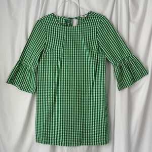 Crown & Ivy Green Check Bell Sleeve Dress Size S